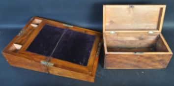 19TH CENTURY BURR WALNUT WRITING SLOPE & CADDY