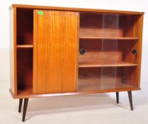 RETRO MID CENTURY TEAK GLAZED DISPLAY CABINET - BOOKCASE