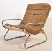 RETRO VINTAGE MID 20TH CENTURY CHROME FRAMED EASY / ARMCHAIR