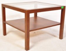 A RETRO VINTAGE MID 20TH CENTURY TEAK & GLASS COFFEE TABLE