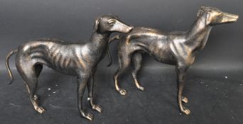 PAIR OF VINTAGE STYLE CAST METAL GREYHOUND FIGURES