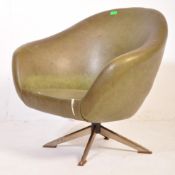 MID CENTURY GREEN VINYL TUB CHAIR