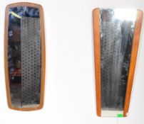 PAIR OF RETRO VINTAGE CIRCA 1970S TEAK WALL MIRRORS