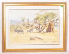 AFTER DONALD GRANT - ZEBRAS GRAZING - VINTAGE PRINT