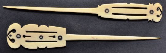 19TH CENTURY AFRICAN PUNU IVORY HAIR PINS