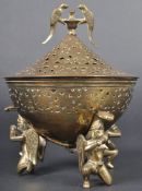 A 19TH CENTURY INDIAN HINDU BRASS INCENSE BURNER