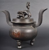 19TH CENTURY CHINESE BRONZE LIDDED FOO DOG CENSER