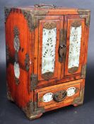 20TH CENTURY CHINESE HARDWOOD & JADE JEWELLERY CABINET