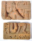 PAIR OF 14TH CENTURY TERRACOTTA JAVA TEMPLE WALL PANELS