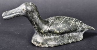 LEVI AMIDLAK - SIGNED INUIT SOAPSTONE CARVED LOOM FIGURE