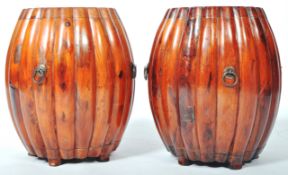 PAIR OF 20TH CENTURY CHINESE HARDWOOD STOOLS