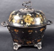 19TH CENTURY TOLEWARE CHINOISERIE DECORATED COAL BIN