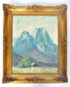 EARLY 20TH CENTURY SWISS ALPINE OIL PAINTING