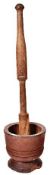 LARGE 19TH CENTURY CARVED PESTLE & MORTAR