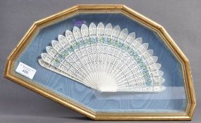 19TH CENTURY CASED BONE HAND FAN