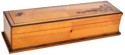 19TH CENTURY SATINWOOD LINED JEWELLERY BOX