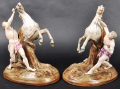 PAIR OF 19TH CENTURY GERMAN MARLEY HORSE FIGURINES