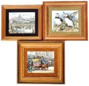 RITA E. WHITAKER RMS - THREE ENAMEL ON COPPER PAINTINGS