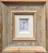 MARY E CARTER (B.1947) - PADDLING - MINIATURE OIL PAINTING