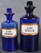 TWO 19TH CENTURY BRISTOL BLUE GLASS MEDICINE BOTTLES