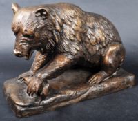 20TH CENTURY BRONZE FIGURINE OF BEAR & FISH