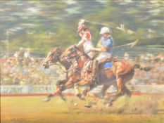 WILLIAM PETTY (B. 1945) - POLO FURY - OIL ON CANVAS PAINTING