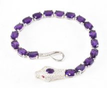 SILVER & AMETHYST SERPENT LINE BRACELET