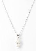 WHITE GOLD & MARQUISE CUT DIAMOND PENDANT NECKLACE