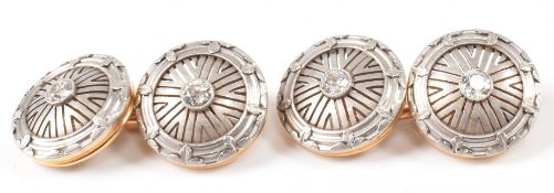 PAIR OF MID-20TH CENTURY 18CT GOLD & DIAMOND CUFFLINKS