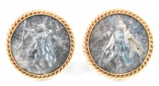 PAIR OF VINTAGE GOLD & LABRADORITE BEE CUFFLINKS
