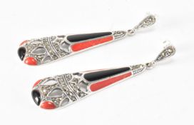 PAIR OF SILVER ART DECO STYLE DROP EARRINGS