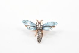 ANTIQUE DIAMOND RUBY & ENAMEL BUG BROOCH
