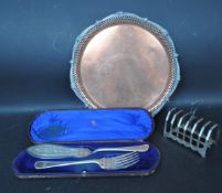 COLLECTION OF SILVER PLATE - BON BON DISH - SALVER ETC