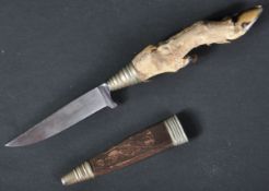VINTAGE GERMAN HUNTING KNIFE WITH DEER HOOF HILT