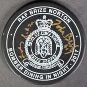 REMEMBERING THE LANCASTER BOMBER - DUAL SIGNED BOMBER DINING NIGHT PLAQUE