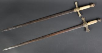 TWO AMERICAN CIVIL WAR PERIOD US MILITIA OFFICERS SHORT SWORDS
