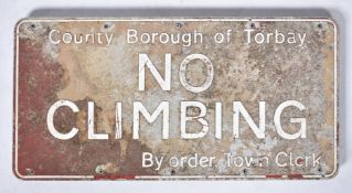 VINTAGE TORBAY STREET SIGN - NO CLIMBING