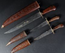 COLLECTION OF X3 CARVED INDIAN KNIVES