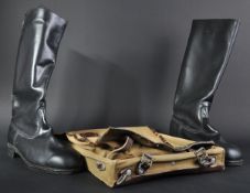 PAIR OF EAST GERMAN ARMY OFFICERS BOOTS & EARLIER TORNISTER BACKPACK