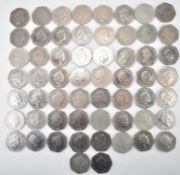 COLLECTION OF 56 UK 50 COINS