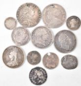 COLLECTION OF 17TH CENTURY AND LATER SILVER COINS