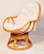 RETRO 1970S BAMBOO SWIVEL EGG ARM CHAIR