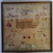 19TH CENTURY VICTORIAN SAMPLER - MARYS FIRST WORK