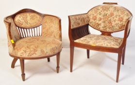 TWO EDWARDIAN 20TH CENTURY MAHOGANY INLAID CHAIRS