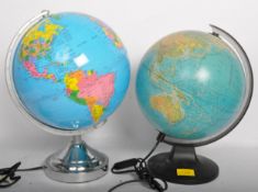 TWO RETRO VINTAGE DESK GLOBE LAMPS