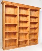 LARGE COUNTRY 20TH CENTURY PINE TRIPLE BOOKCASE