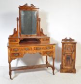 VICTORIAN WALNUT DRESSING TABLE & BEDSIDE CABINET