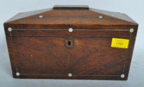 19TH CENTURY MAHOGANY SARCOPHAGUS TEA CADDY
