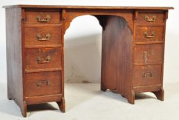EDWARDIAN MAHOGANY & LEATHER TWIN PEDESTAL DESK