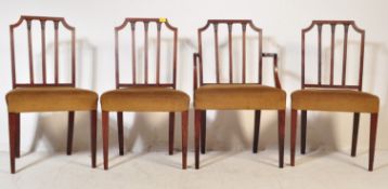 FOUR EDWARDIAN INLAID MAHOGANY DINING CHAIRS
